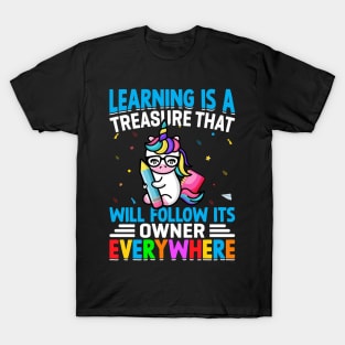 Learning Is A Treasure That Will Follow Its Owner Everywhere - Back to School T-Shirt